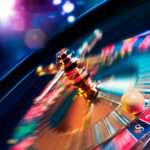 high contrast image of casino roulette up in motion